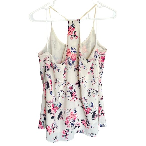 TWIK Simons Floral Camisole Top Racerback Lined Cream Pink Summer Women's XL - Picture 2 of 13